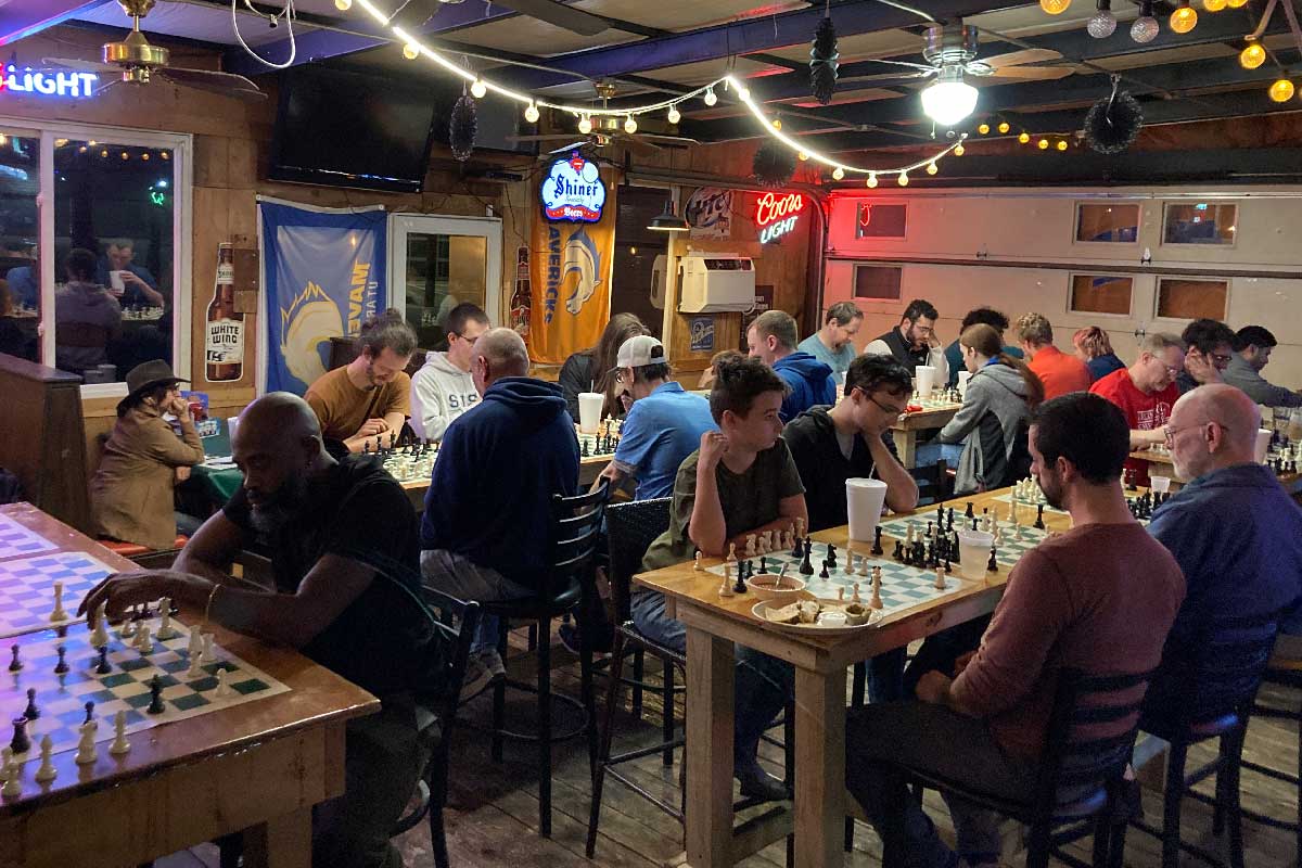 The bar full of chess players