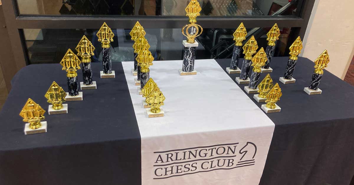 Trophies for an Arlington Scholastic Chess Event